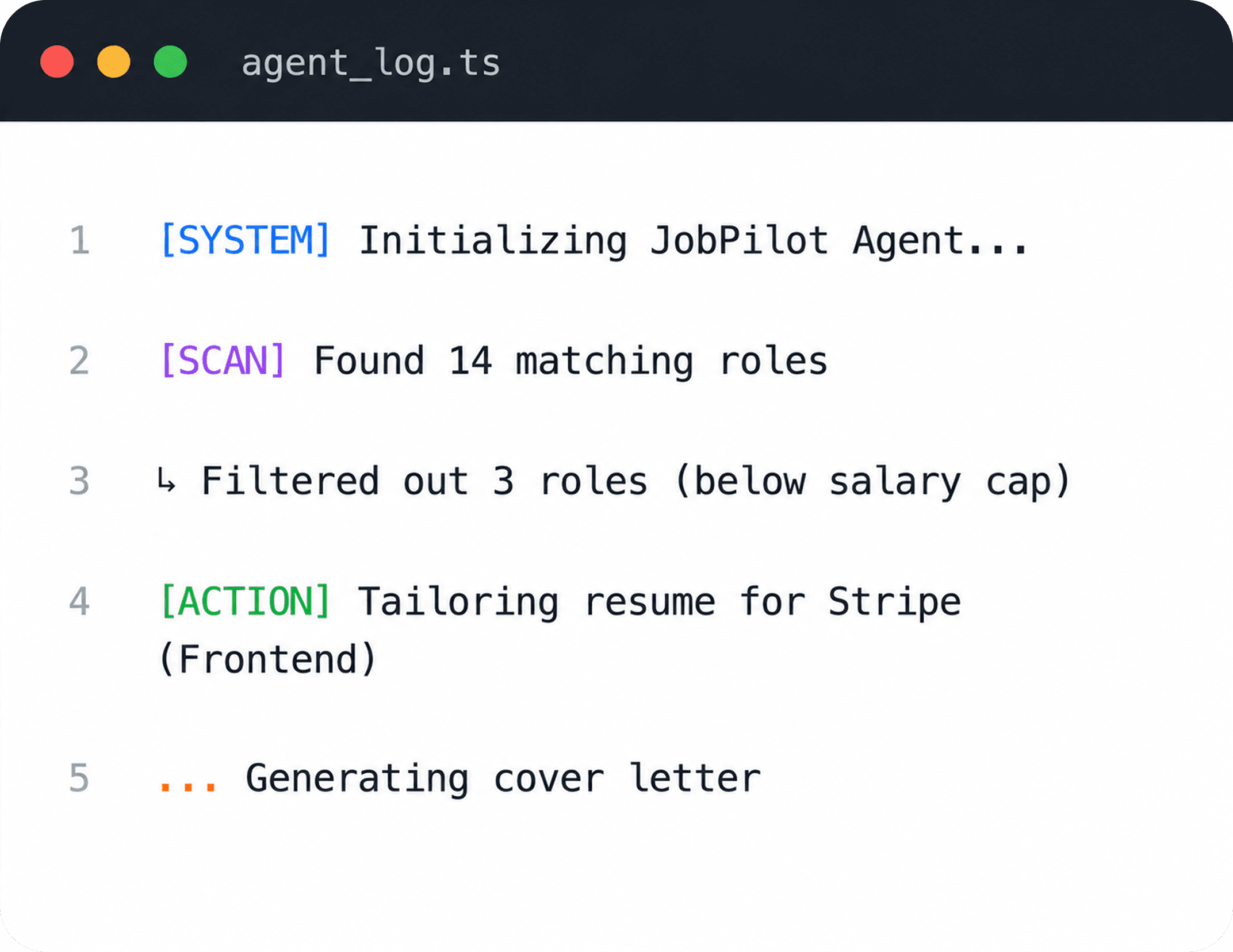 JobPilot agent log output